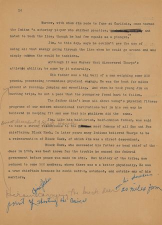 Lot #635 Jim Thorpe Archive for His Unpublished Autobiography - Image 6