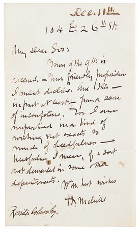 Lot #357 Herman Melville Autograph Letter Signed - Image 1