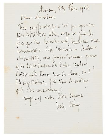 Lot #372 Jules Verne Autograph Letter Signed - Image 1