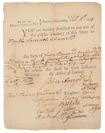 Lot #74 Samuel Adams Twice-Signed Document - Image 1
