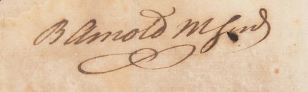Lot #220 Benedict Arnold: Revolutionary traitor Benedict Arnold writes out and certifies an oath of allegiance for a fellow officer: 