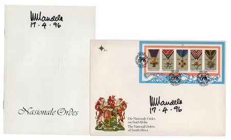 Lot #94 Nelson Mandela (2) Signed Items: Booklet