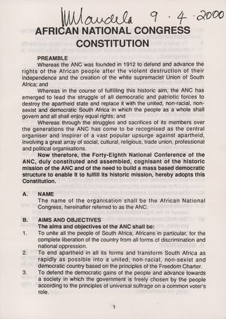 Lot #95 Nelson Mandela Signed Booklet - Image 1