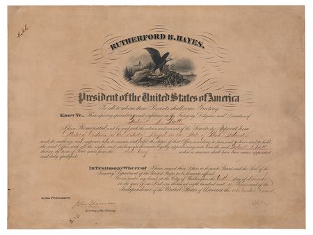 Lot #13 Rutherford B. Hayes Document Signed as President - Image 1