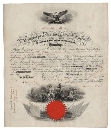 Lot #8 Franklin Pierce Document Signed as President - Image 1