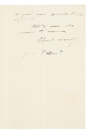 Lot #307 Claude Monet Autograph Letter Signed - Image 2
