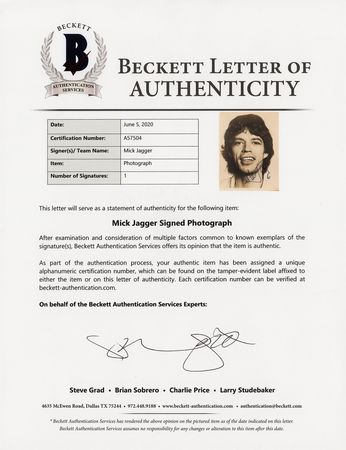 Lot #498 Rolling Stones: Mick Jagger Signed Photograph - Image 2