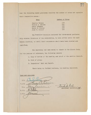 Lot #105 Thomas Edison Document Signed - Image 1