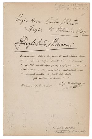 Lot #107 Guglielmo Marconi Signature - Image 1