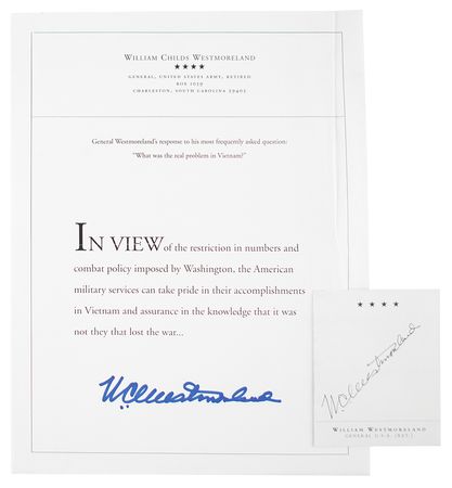 Lot #248 William Westmoreland (3) Signed Items - Image 4