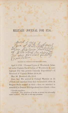 Lot #270 Lemuel Lyons and Samuel Haws: The Military Journals of Two Private Soldiers, 1758-1775 Book - Image 3