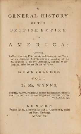 Lot #282 John Huddleston Wynne: A General History of the British Empire in America Book - Image 2