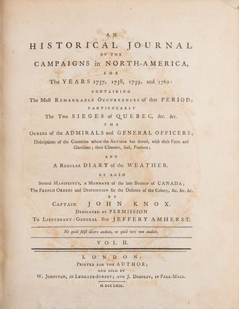 Lot #251 John Knox: An Historical Journal of the Campaigns in North-America, for the Years 1757, 1758, 1759, and 1760 - Image 6