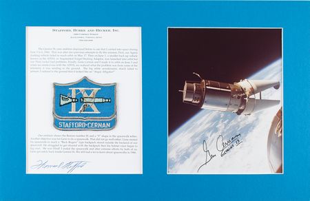 Lot #7084 Tom Stafford's Gemini 9 Flown Patch with Signed Photograph - Image 1