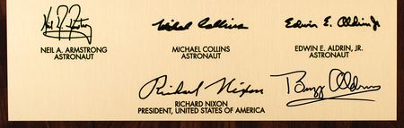 Lot #7292 Buzz Aldrin Signed Lunar Plaque - Image 2