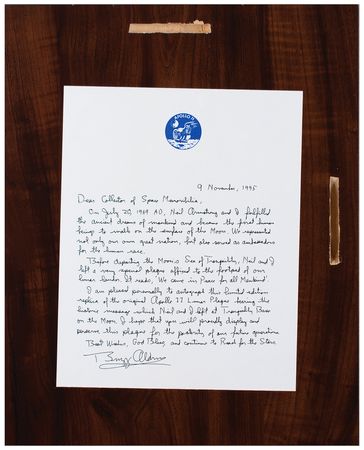 Lot #7292 Buzz Aldrin Signed Lunar Plaque - Image 3
