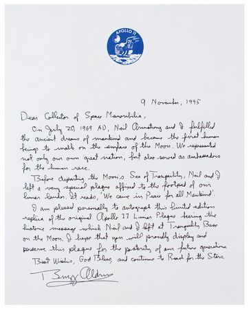 Lot #7292 Buzz Aldrin Signed Lunar Plaque - Image 4