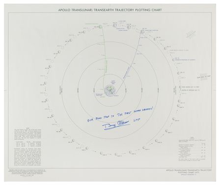 Lot #7258 Buzz Aldrin Signed Apollo 11 Trajectory Plotting Chart - Image 1