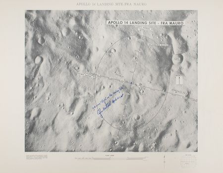 Lot #7410 Edgar Mitchell Signed Apollo 14 Landing Site Chart - Image 1