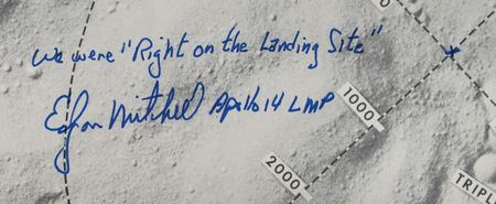 Lot #7410 Edgar Mitchell Signed Apollo 14 Landing Site Chart - Image 2