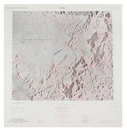 Lot #7439 Dave Scott Signed Apollo 15 Lunar Topographic Orthophotomap - Image 1