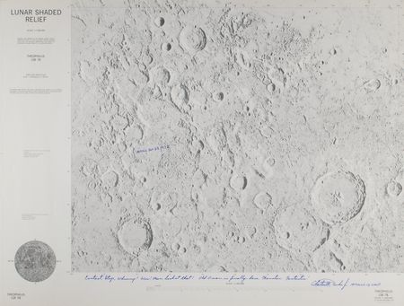 Lot #7500 Charlie Duke Signed Lunar Shaded Relief Chart - Image 1