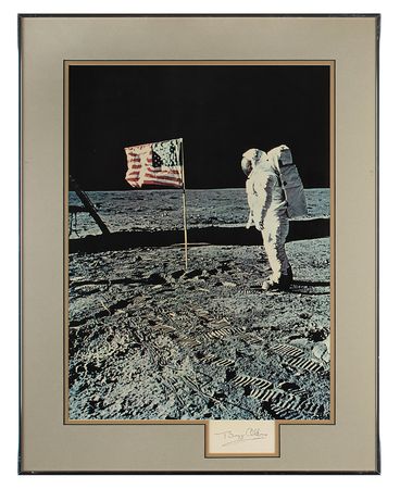 Lot #7291 Buzz Aldrin Signed Oversized Photograph - Image 1