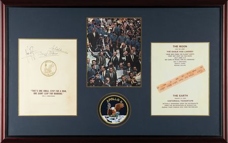 Lot #7274 Apollo 11 Crew-Signed Souvenir 'Ticker Tape' Folder - Image 1