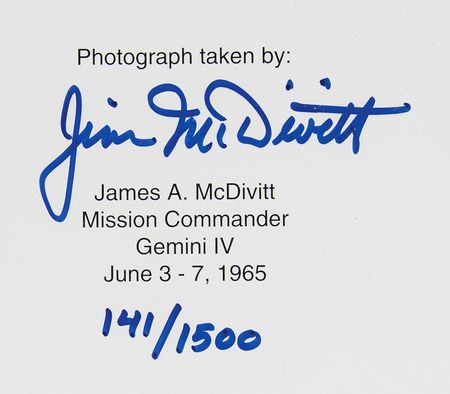 Lot #7094 Jim McDivitt Signed Lithograph with Flown Gemini 4 Mustard Seed - Image 3