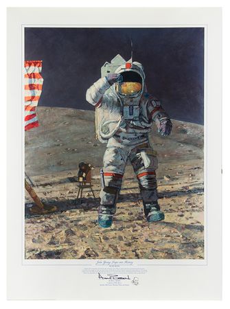 Lot #7507 Alan Bean Signed Giclee Print: 'John Young Leaps into History' - Image 1