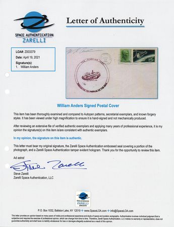 Lot #7202 Bill Anders Signed USS Yorktown Cover - Image 2