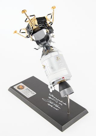Lot #7367 Fred Haise Signed Model of the Apollo 13 Command and Lunar Module - Image 2