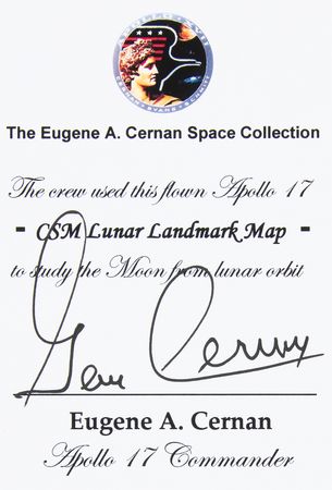 Lot #7543 Gene Cernan's Apollo 17 Flown CSM Lunar Landmark Map - Image 3