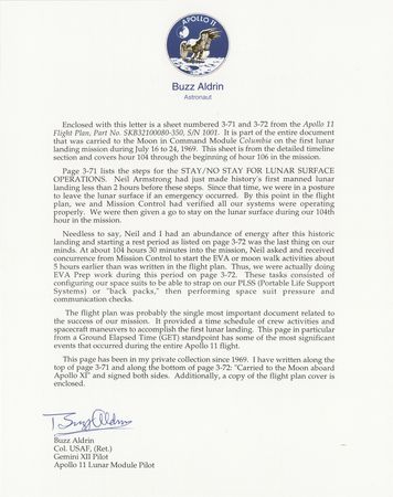 Lot #7267 Buzz Aldrin's Apollo 11 Flown Flight Plan Page - Image 3