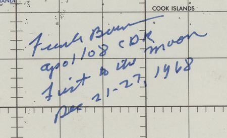 Lot #7212 Frank Borman Signed Apollo 8 Earth Orbit Chart - Image 2