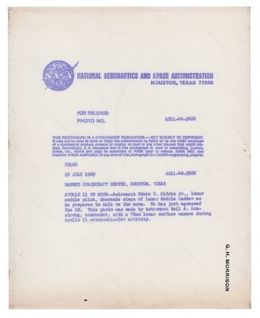 Lot #7315 Apollo 11: Buzz Aldrin Original 'Type 1' Photograph - Image 2