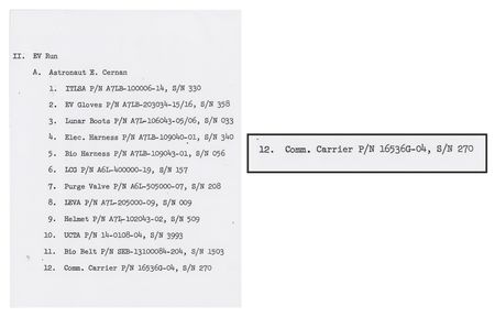 Lot #7534 Apollo 17 Lunar Flown Communications Carrier Electronic Module Worn by Gene Cernan - Image 14