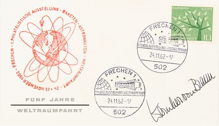 Lot #7593 Wernher von Braun Signed Postal Cover - Image 2