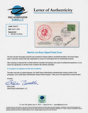 Lot #7593 Wernher von Braun Signed Postal Cover - Image 4