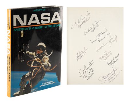 Lot #7567 Astronauts Signed Book with Conrad, Bean, and Duke - Image 1