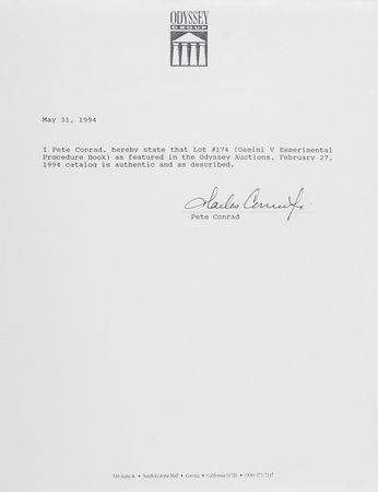 Lot #7087 Charles Conrad's Gemini 5 Flown Page - Image 3
