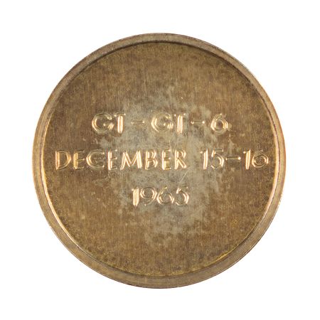 Lot #7083 Wally Schirra's Gemini 6 Flown Gold-Plated Fliteline Medallion - Image 2