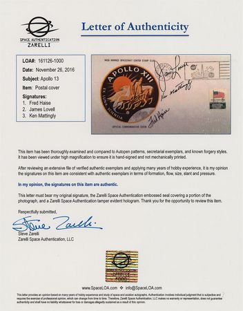 Lot #7358 James Lovell's Apollo 13 'Type 1' Insurance Cover - Image 3