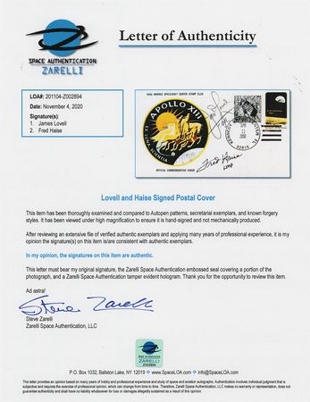 Lot #7401 James Lovell and Fred Haise Signed Cover ? From the Fred Haise Personal Archive - Image 3