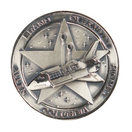 Lot #7616 Shannon Lucid's STS-5 Unflown Robbins Medallion - Image 1