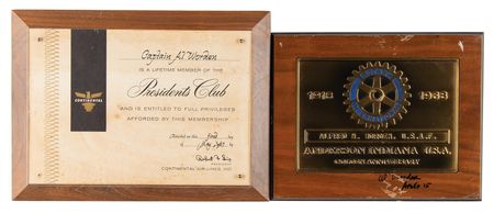 Lot #7467 Al Worden's (2) Plaques: Rotary International and Continental Airlines - Image 1