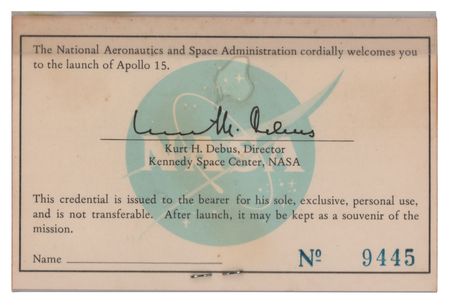 Lot #7473 Al Worden's Apollo 15 Launch Pass - Image 2