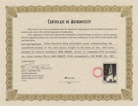 Lot #7546 Apollo 17 Signed Recovery Ship Cover - Image 2