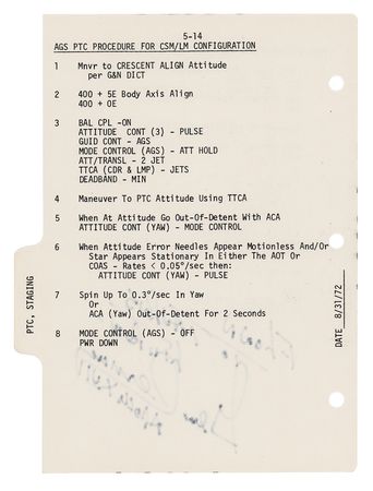 Lot #7533 Apollo 17 Lunar Flown Checklist Page Signed by Gene Cernan - Image 2