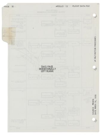 Lot #7353 Apollo 13 Flown Checklist Page Signed by James Lovell - Image 2